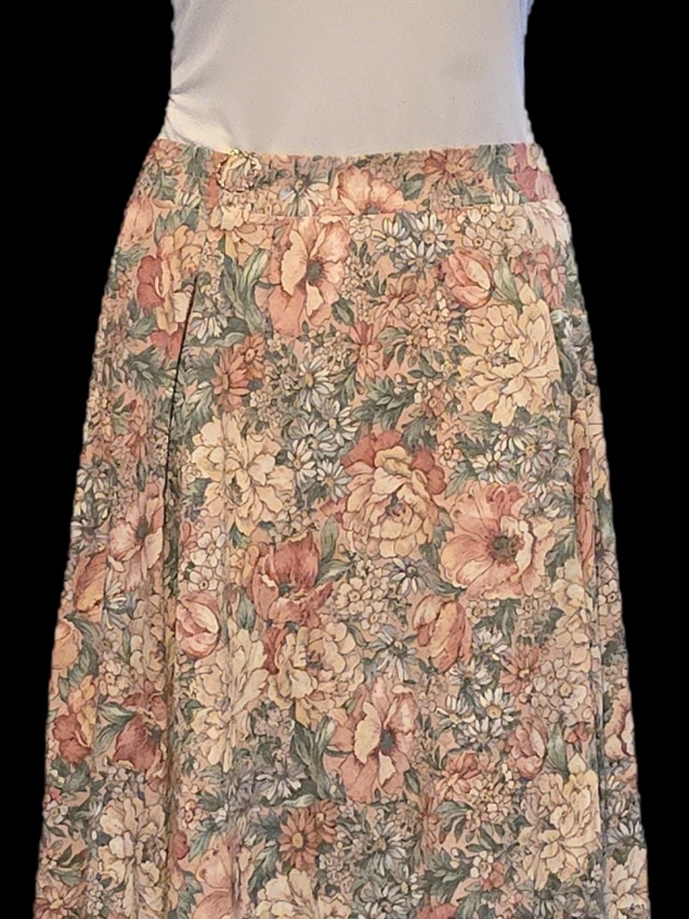 90s Vintage Floral Maxi Skirt With Pockets - Pink & Green Floral - Picture 13 of 13